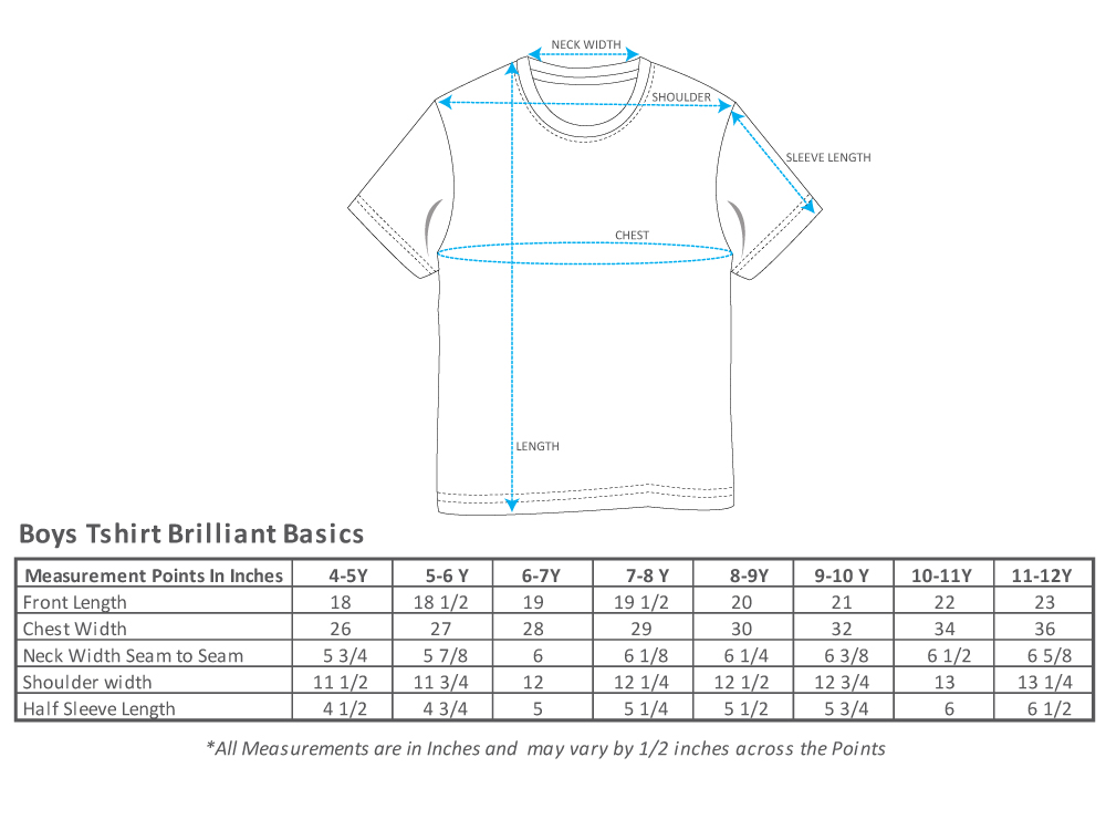 Boy T Shirt Size Chart India